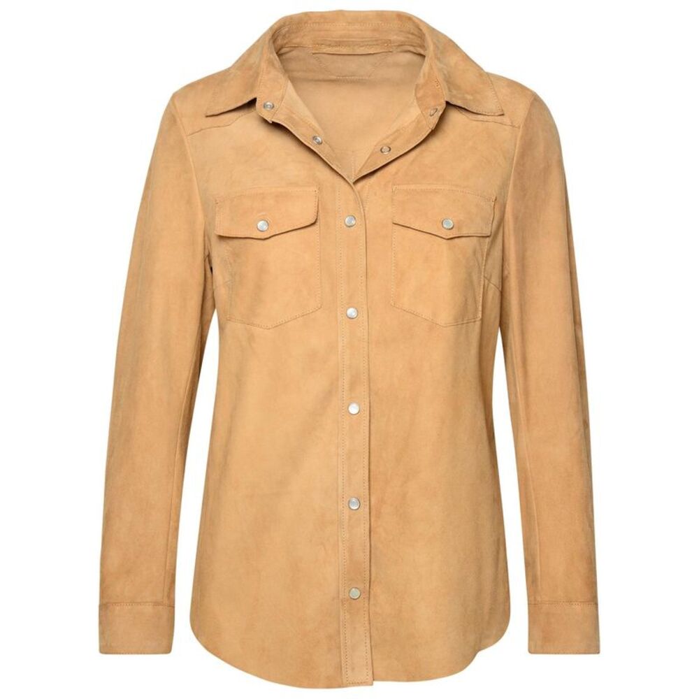 Salvatore Santoro Beige Leather Shirt Women